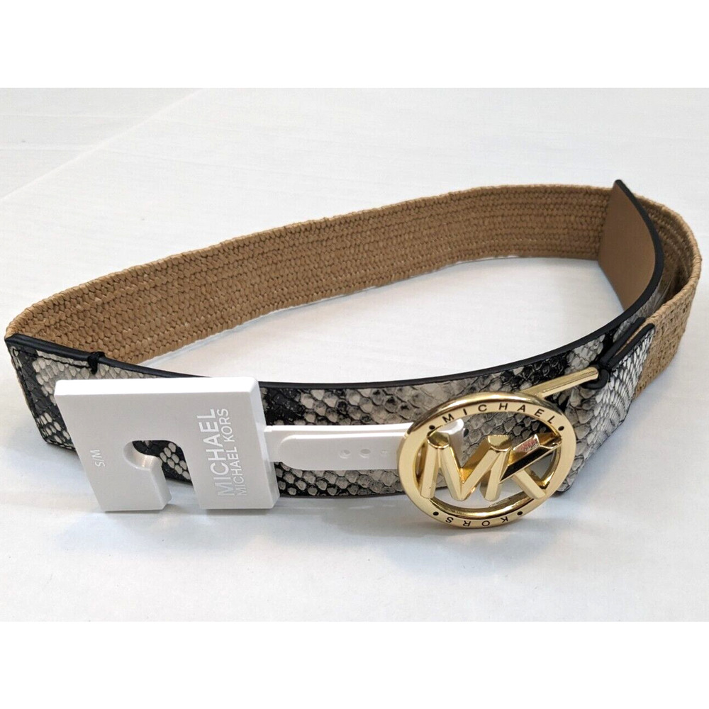 Michael Kors Women Size S/M Snake Skin Stretch Braided Synthetic Belt MSRP $68